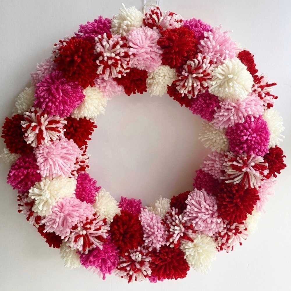 Handmade Pink Pom Pom Wreath